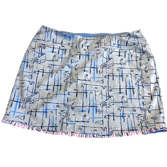 Lilly Pulitzer Luxletic Golf Skort Rare Print Talk Birdie To Me Women’s 12 Blue - Picture 1 of 8